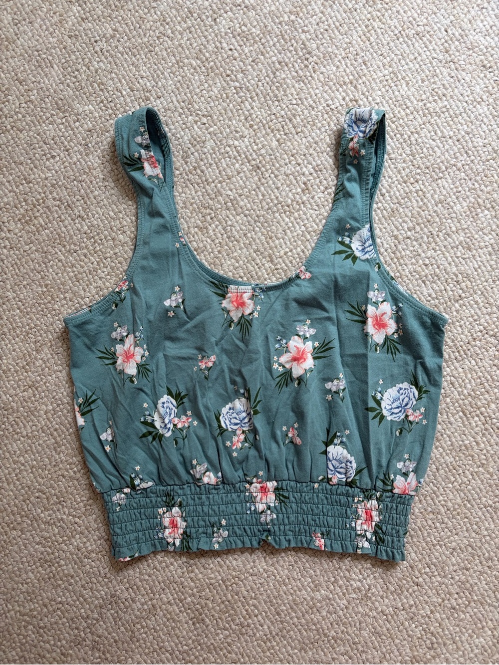 O’neill Floral Smocked-Hem Tank Top